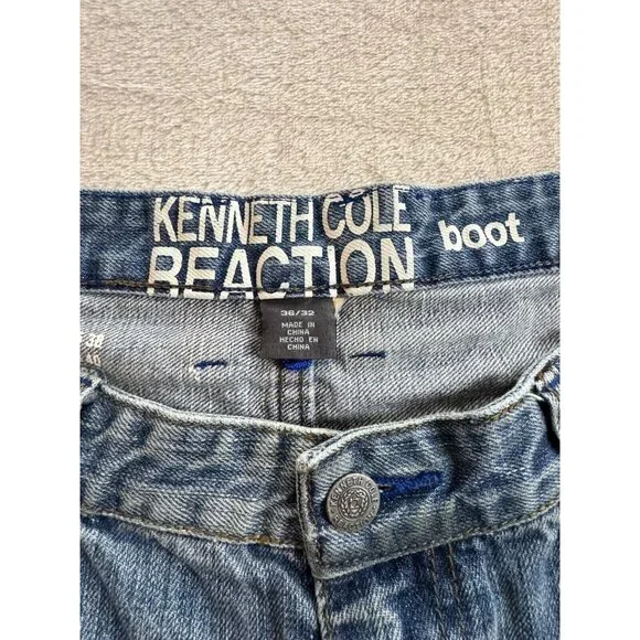 Kenneth Cole Reaction Men's Jeans Boot Cut Medium Wash 36X32 Denim Blue - Picture 4 of 10